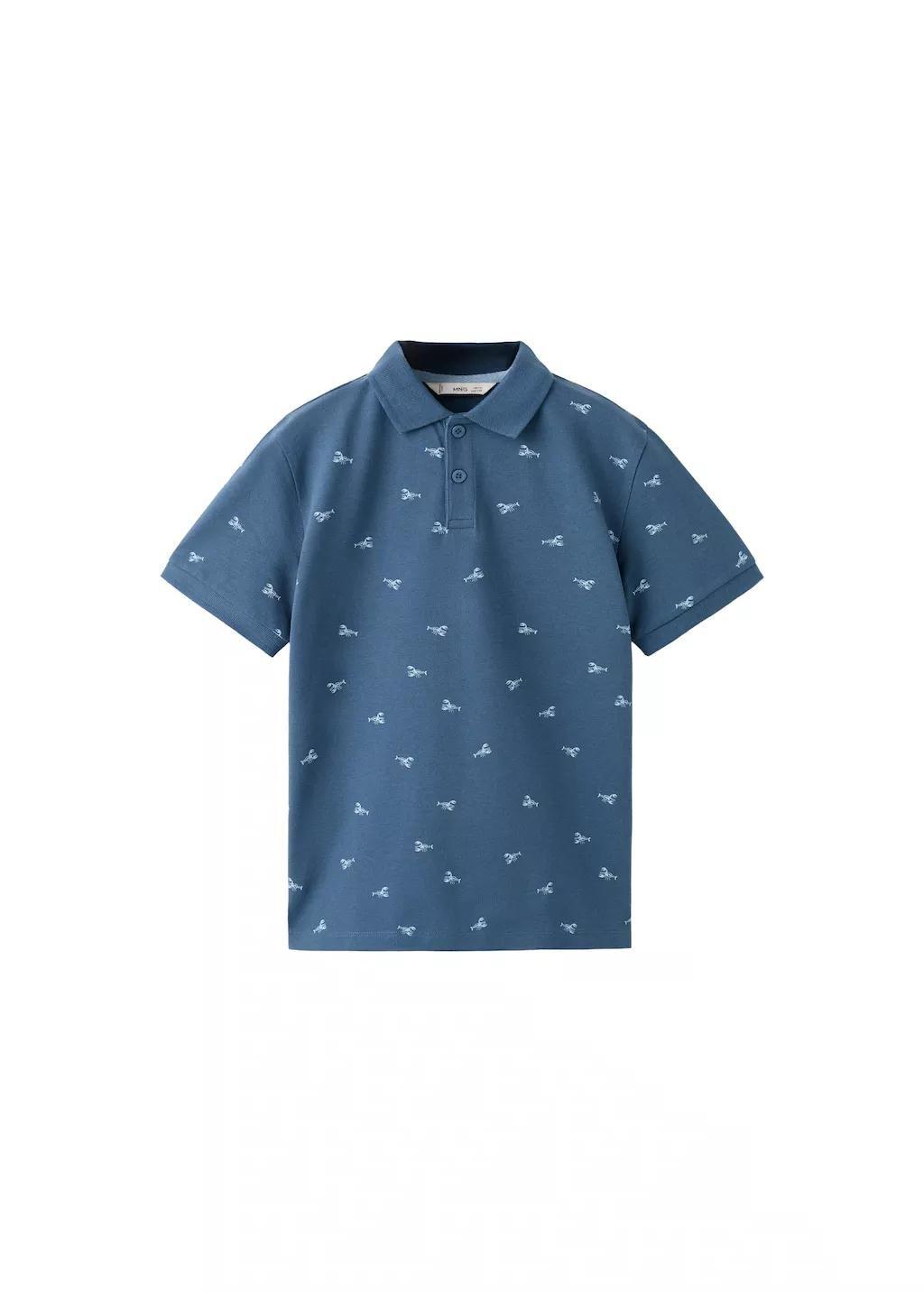 Blue Printed Cotton Polo Shirt, Kids Boy, Medium Blue, large image number 3
