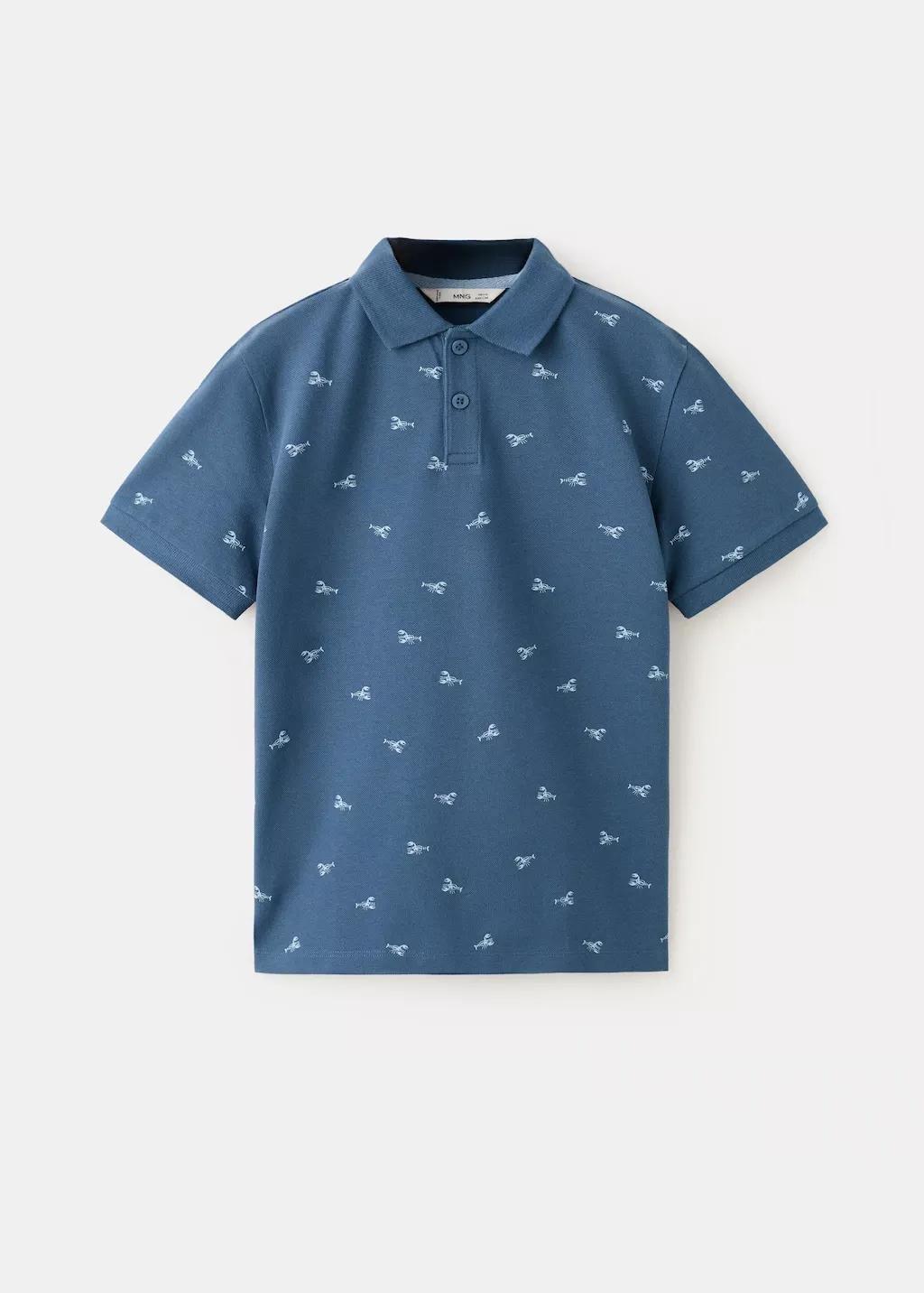 Blue Printed Cotton Polo Shirt, Kids Boy, Medium Blue, large image number 4