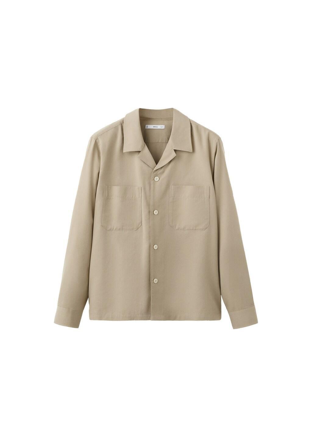 Beige Bowling Collar Cotton Shacket, Light Beige, large image number 8