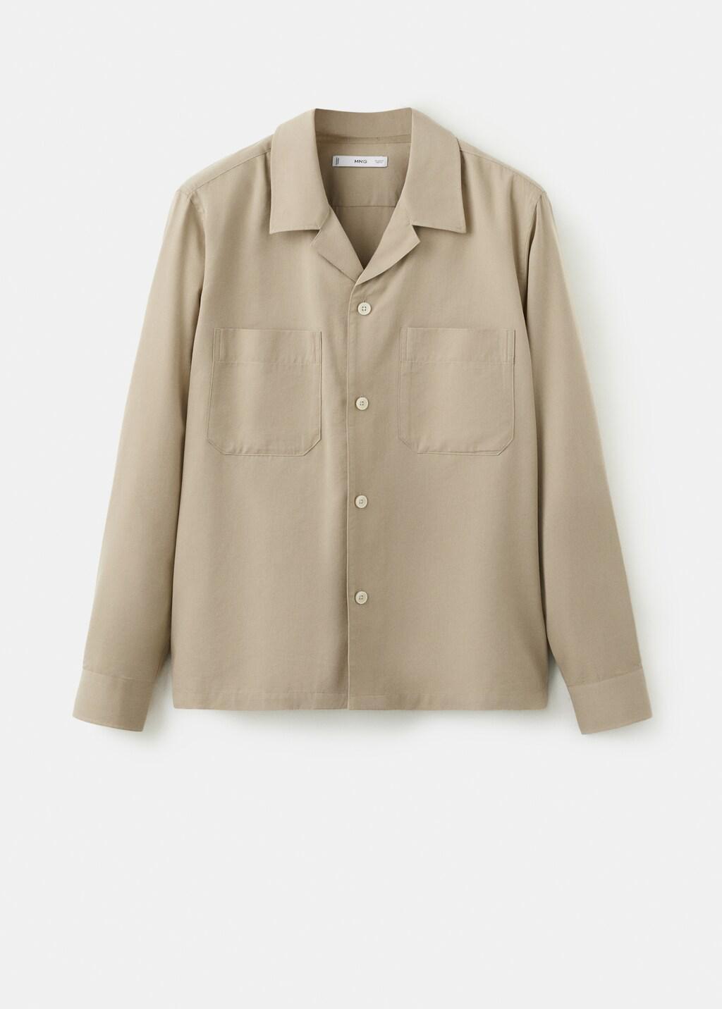 Beige Bowling Collar Cotton Shacket, Light Beige, large image number 9