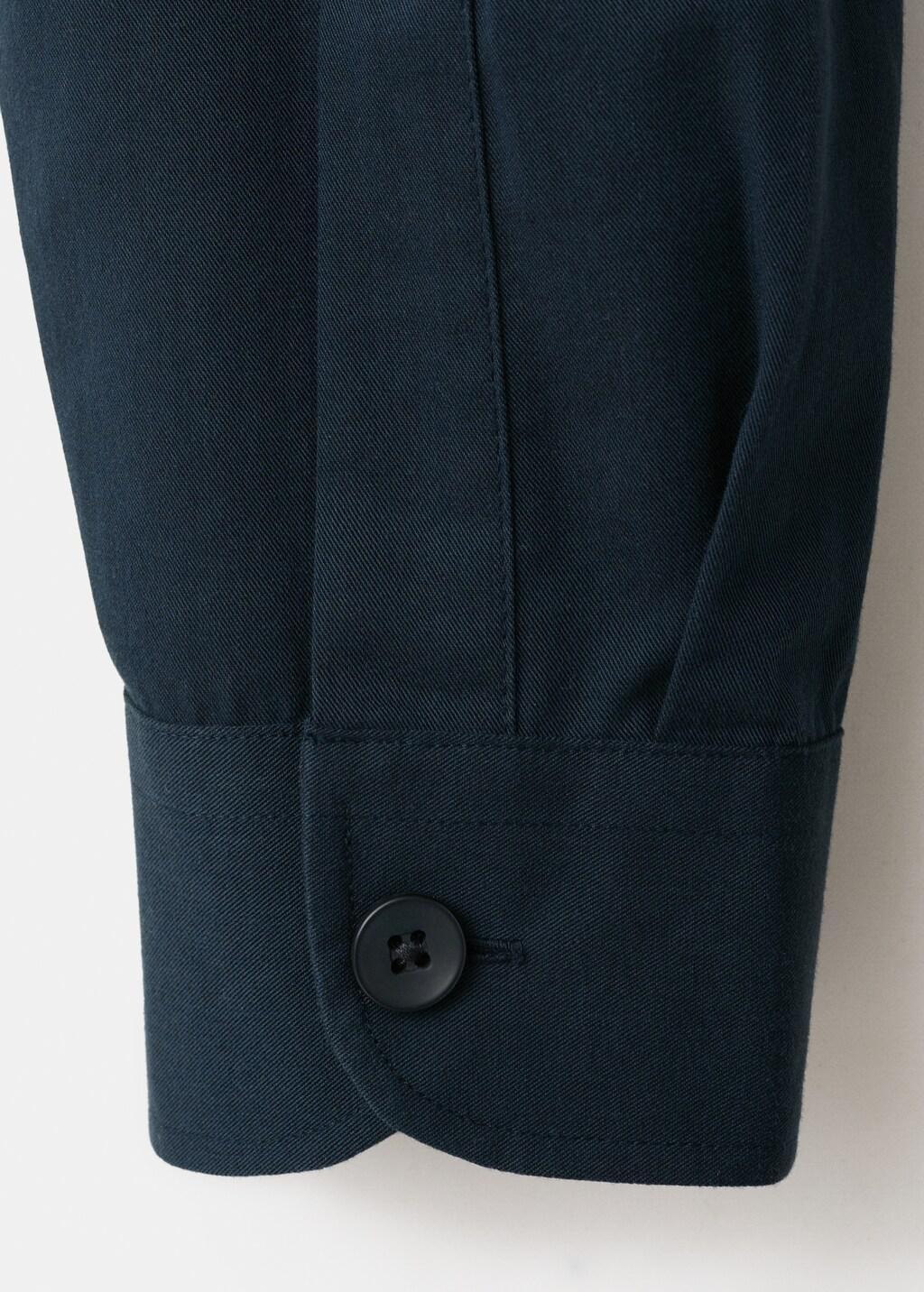 Navy Bowling Collar Cotton Shacket, Navy, large image number 5