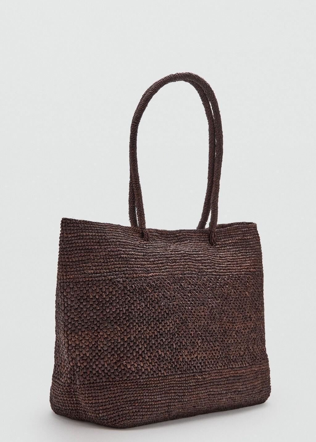 DARK BROWN 100% raffia shopper bag, 0201_32, large image number 1