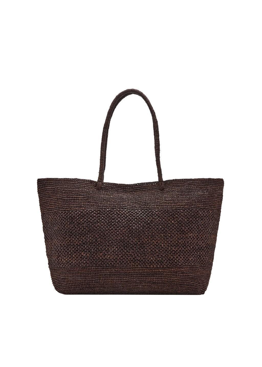 DARK BROWN 100% raffia shopper bag, 0201_32, large image number 3