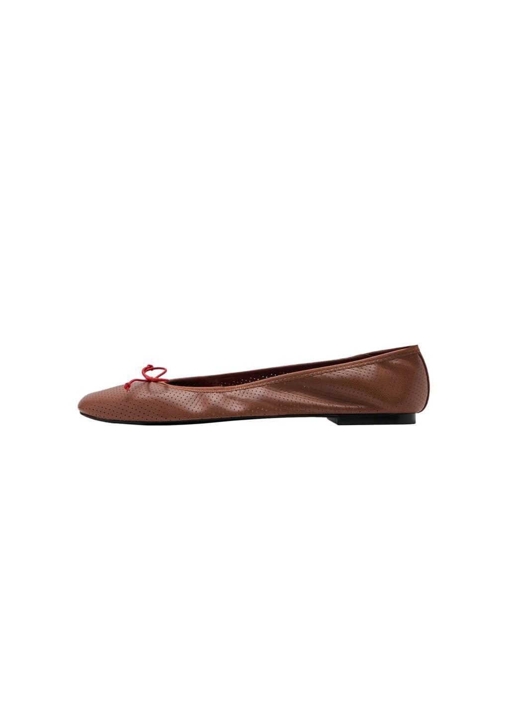Brown Cut-Out Bow Ballerinas, 0201_CG, large image number 3