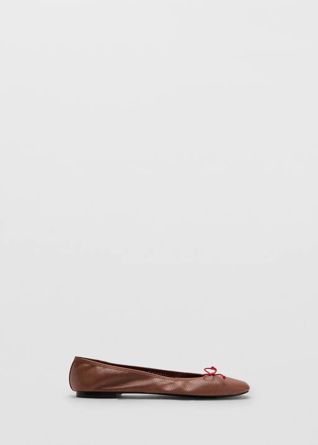 Brown Cut-Out Bow Ballerinas, 0201_CG, large image number 4