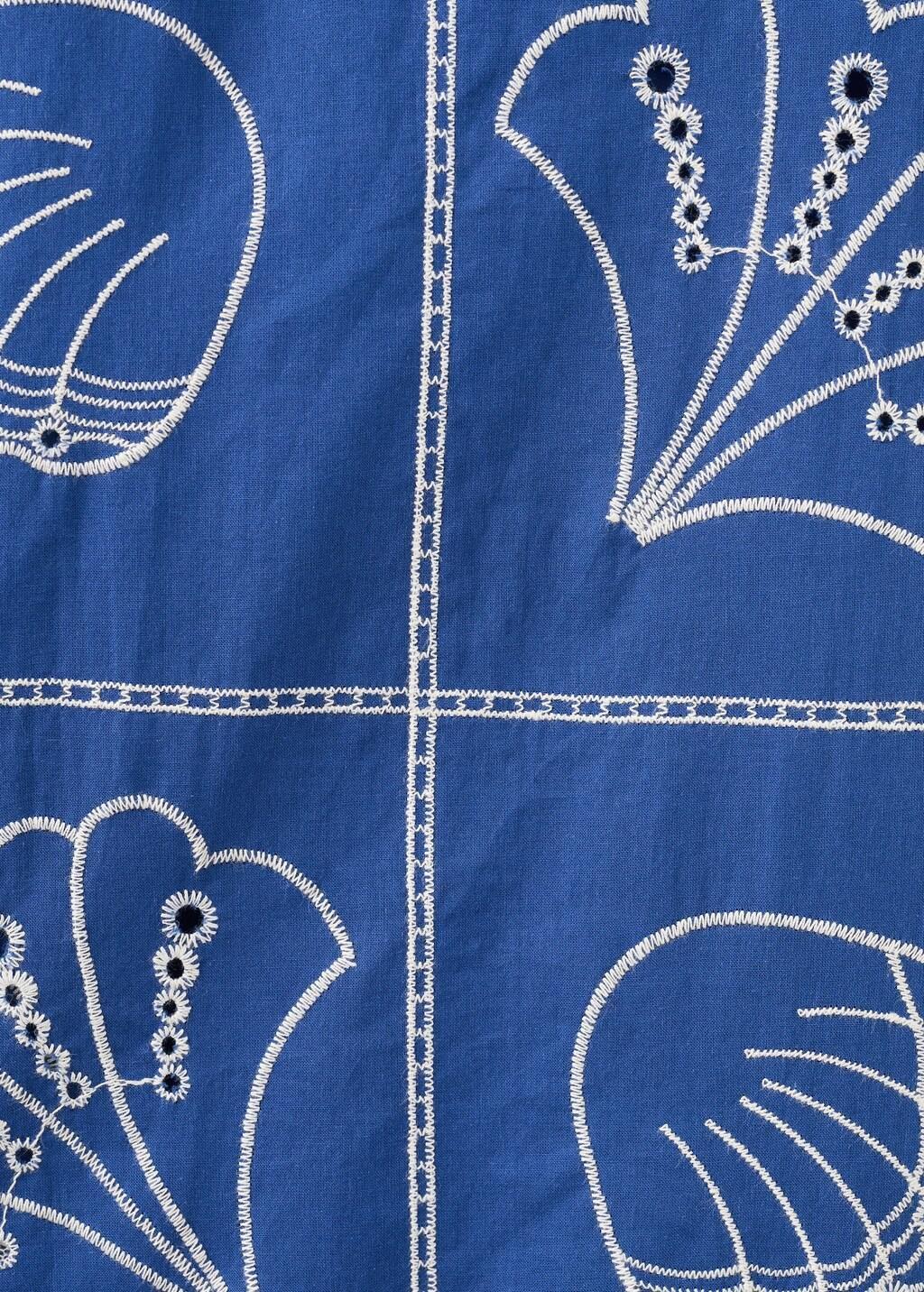 BRIGHT BLUE Embroidered cotton trousers, Kids Girl, Bright Blue, large image number 3