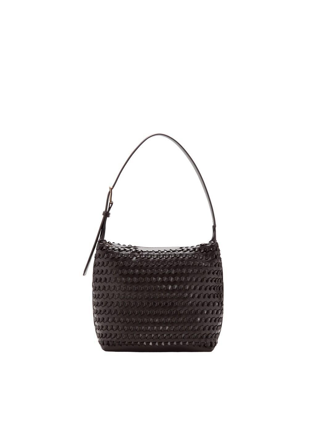 Brown Braided Shoulder Bag, Dark Brown, large image number 3