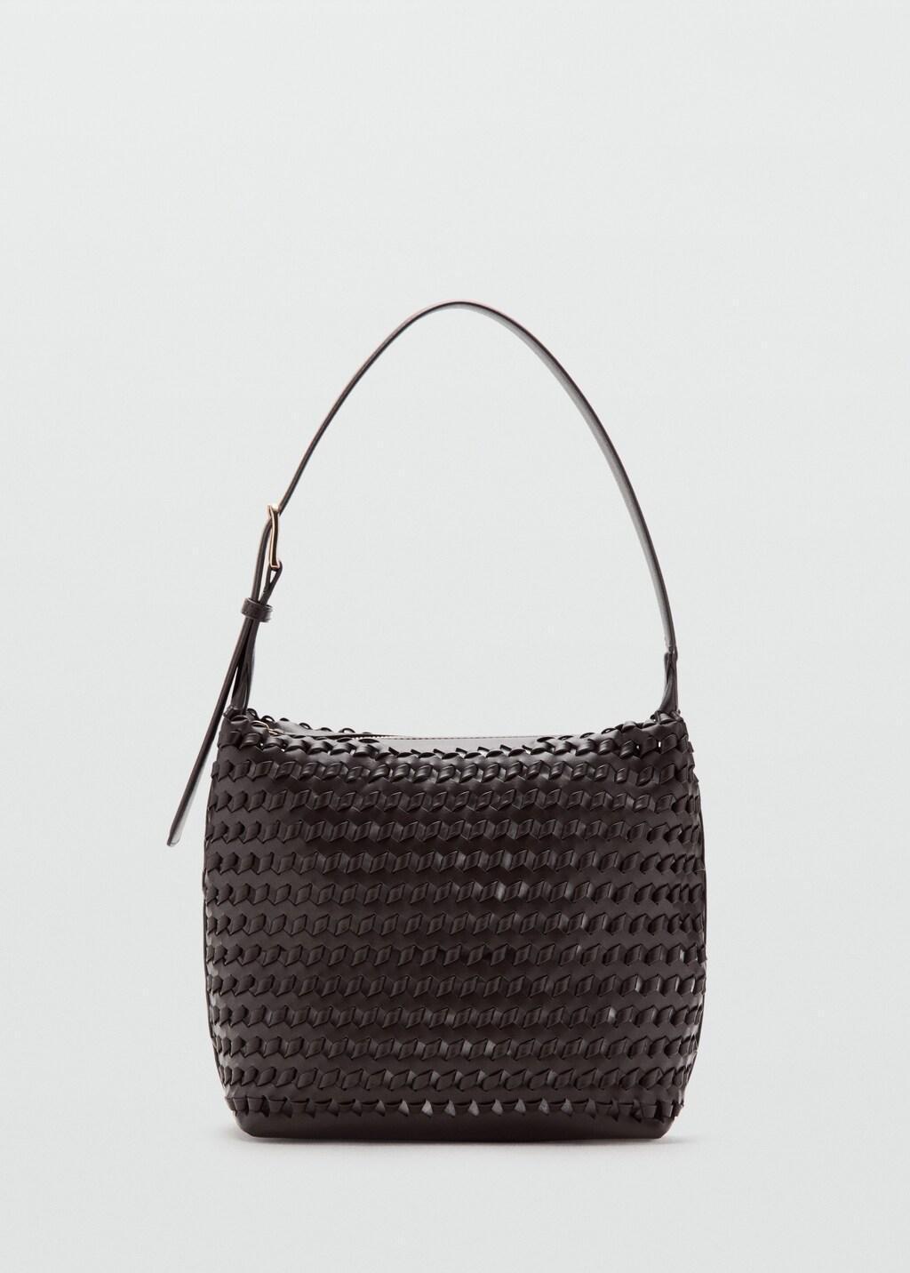 Brown Braided Shoulder Bag, Dark Brown, large image number 4