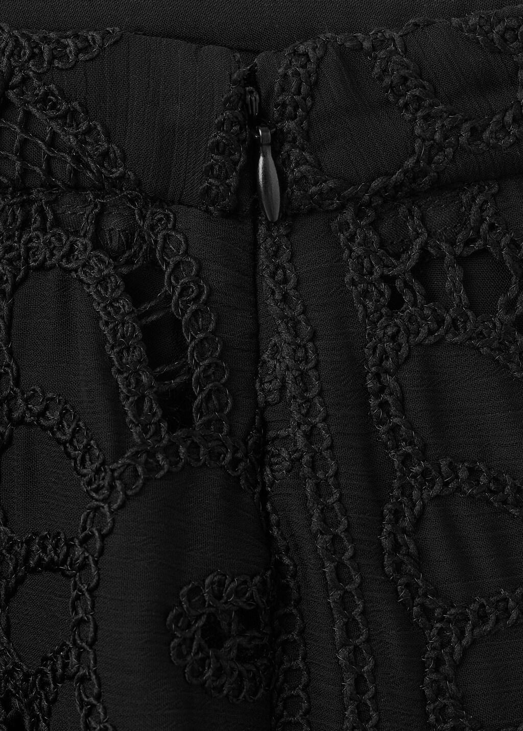 Black Broderie Anglaise Straight-Leg Trousers, Black, large image number 4