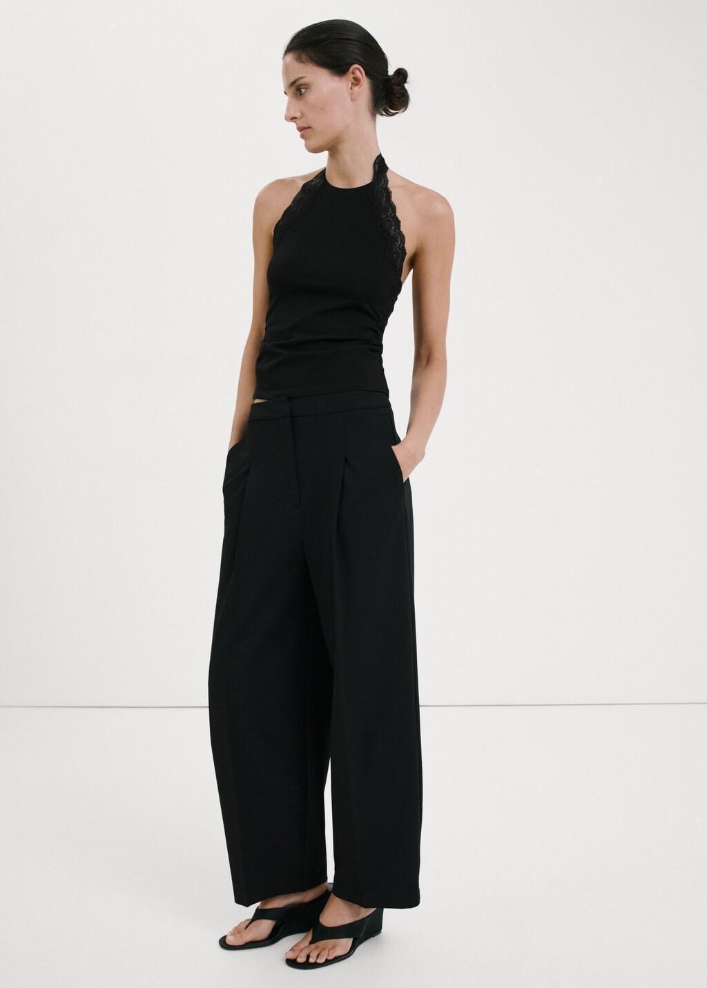 Black Lace Trim Top, 0201_99, large image number 0