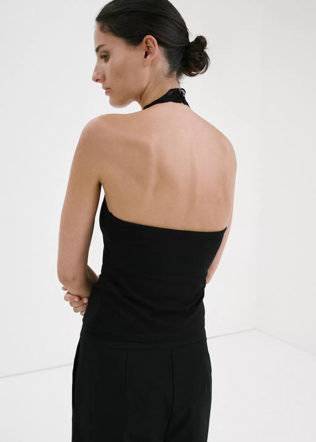 Black Lace Trim Top, 0201_99, large image number 2