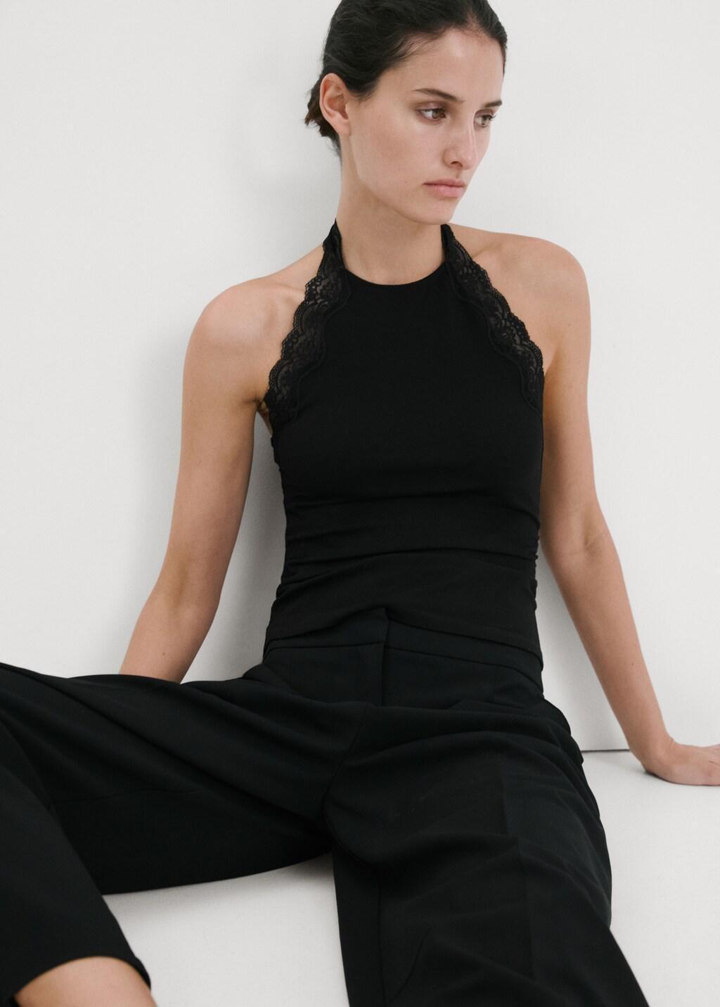 Black Lace Trim Top, 0201_99, large image number 3