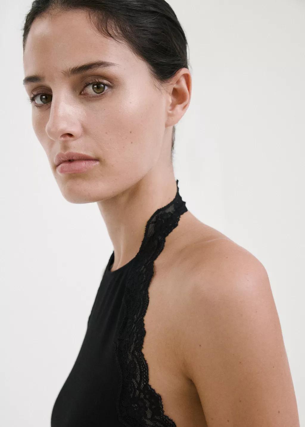 Black Lace Trim Top, 0201_99, large image number 4
