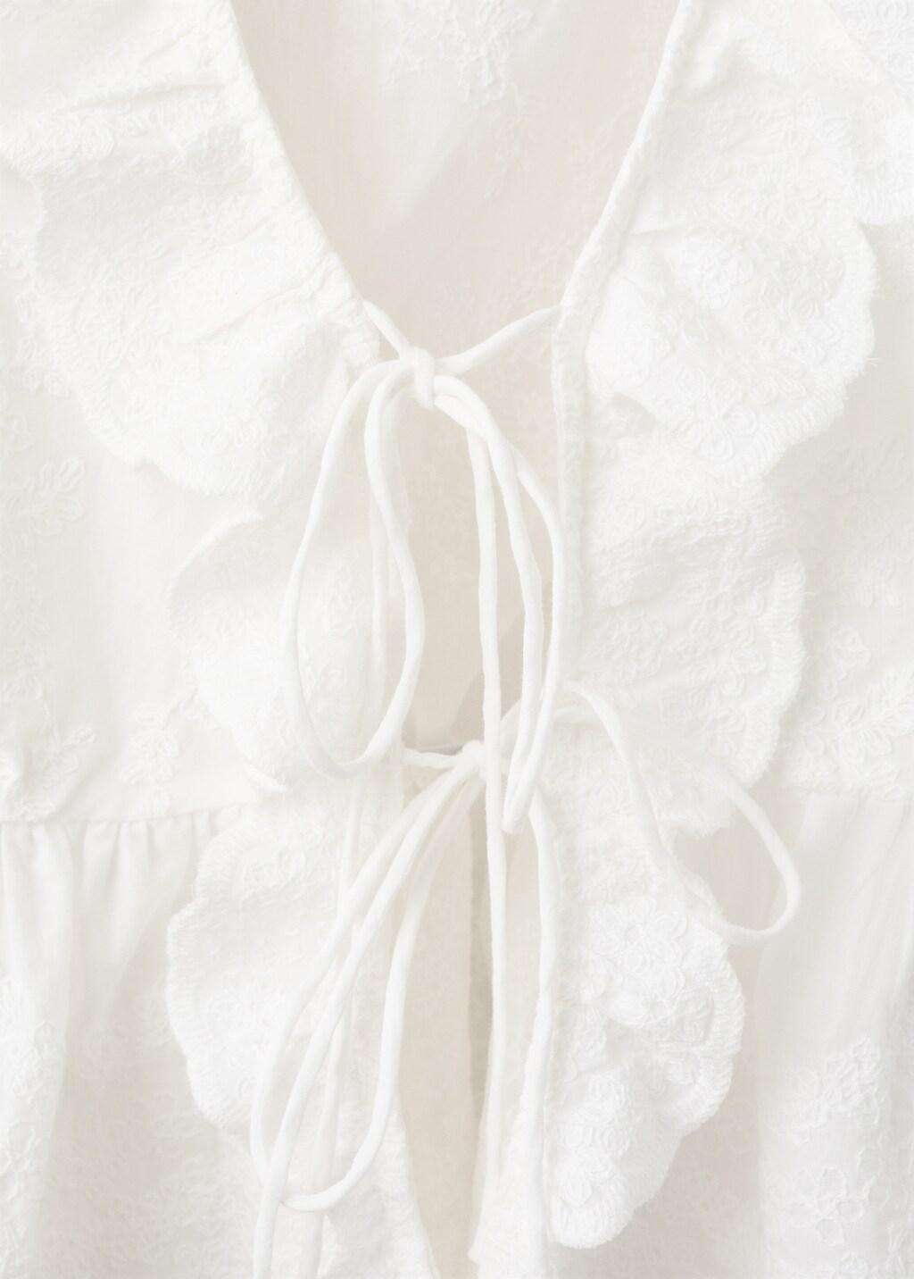 White Ruffled Embroidered Blouse, Natural White, medium