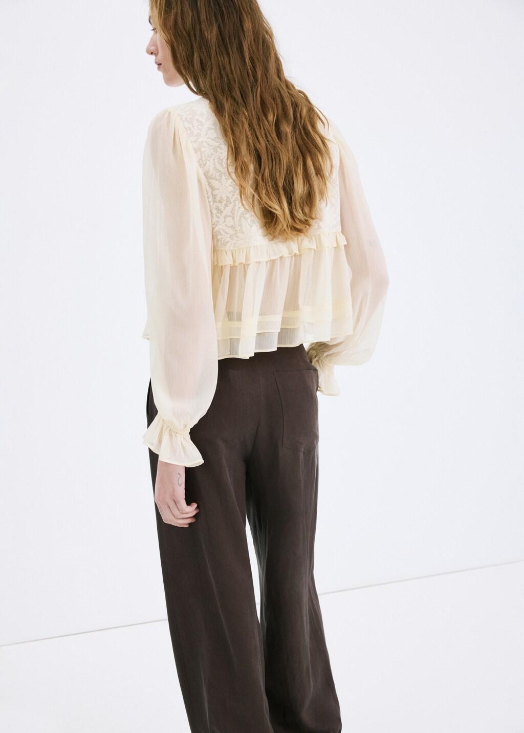 Yellow Lace Contrast Shirt, 0201_12, large image number 2