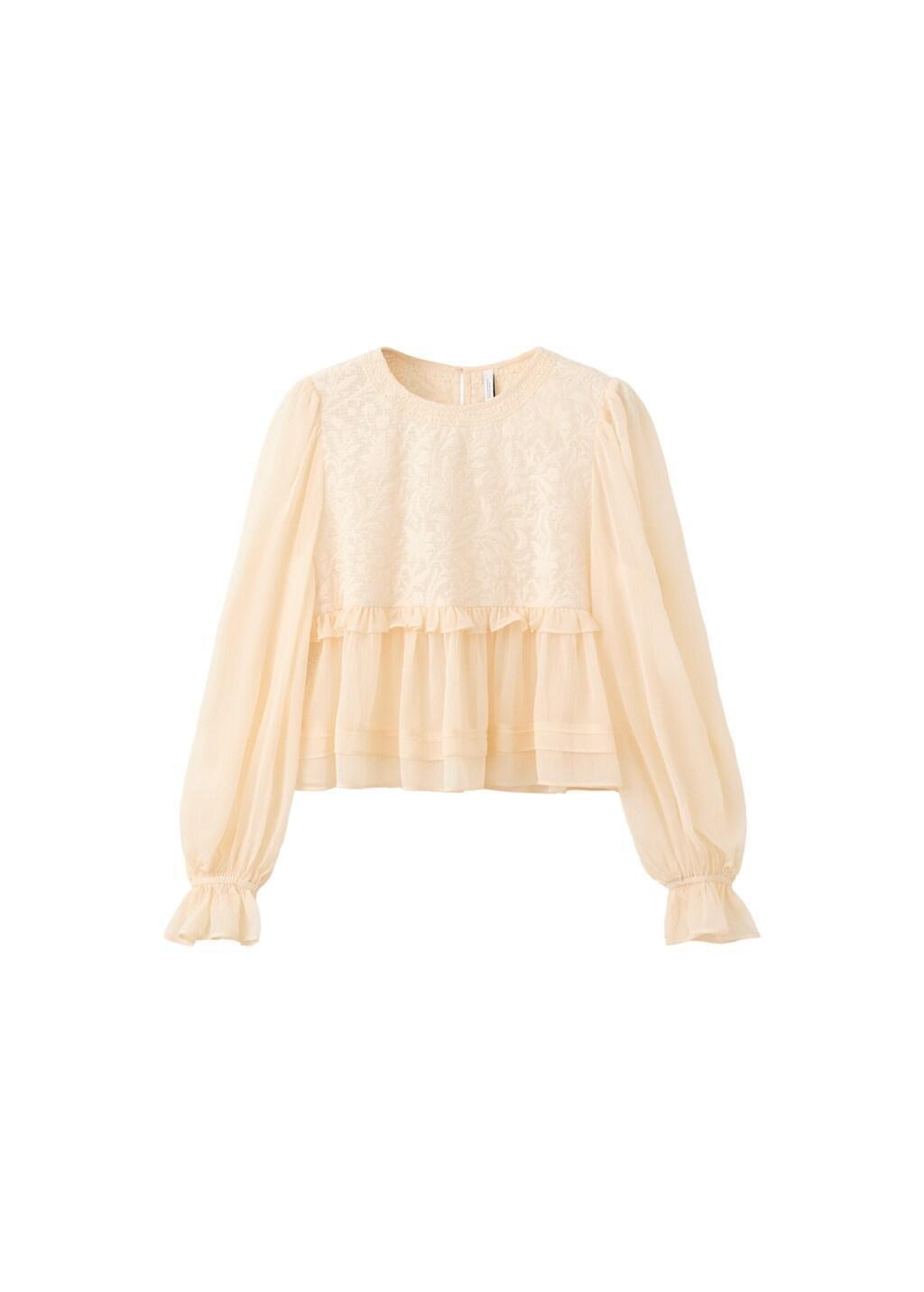 Yellow Lace Contrast Shirt, 0201_12, large image number 6