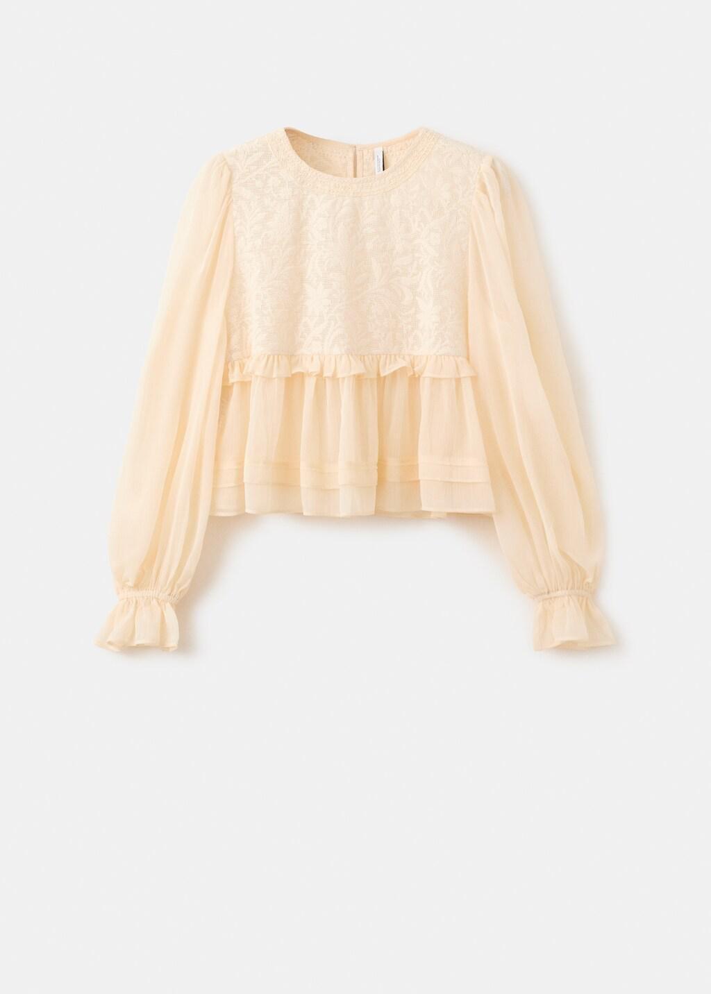 Yellow Lace Contrast Shirt, 0201_12, large image number 7