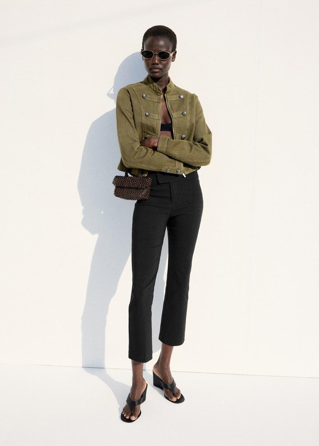 Black Straight-Leg Trousers With Belt Loops, Black, large image number 0