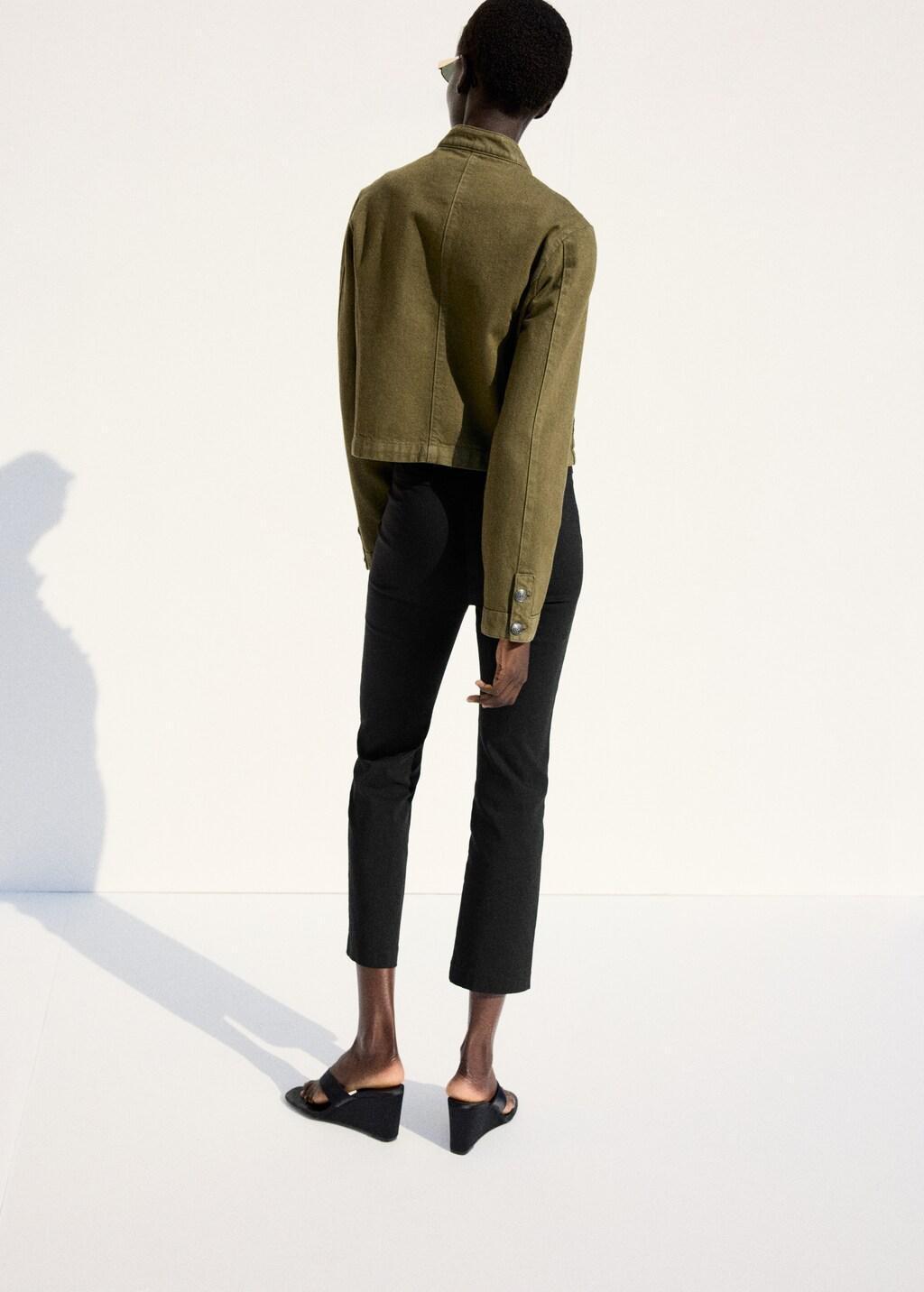 Black Straight-Leg Trousers With Belt Loops, Black, large image number 2