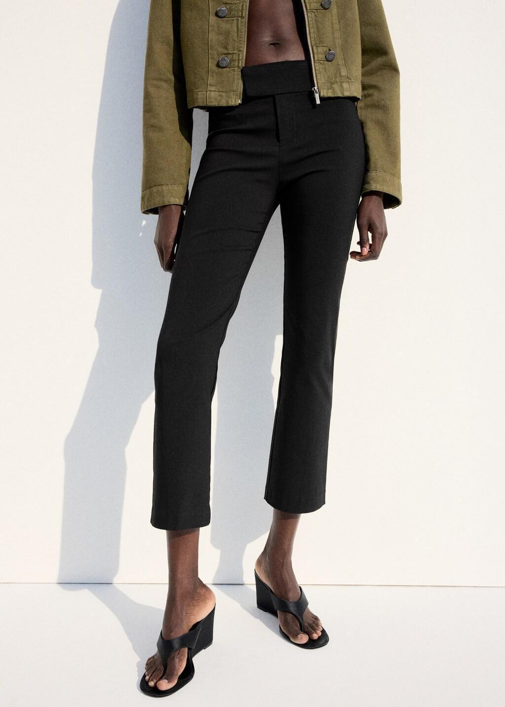 Black Straight-Leg Trousers With Belt Loops, Black, large image number 3