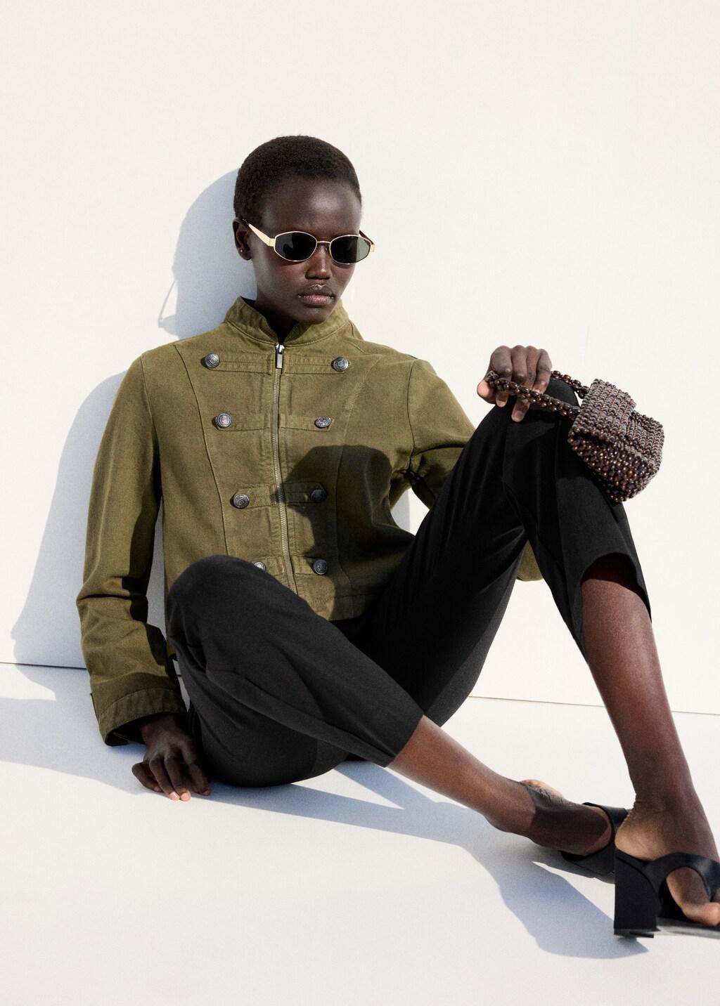 Black Straight-Leg Trousers With Belt Loops, Black, large image number 6