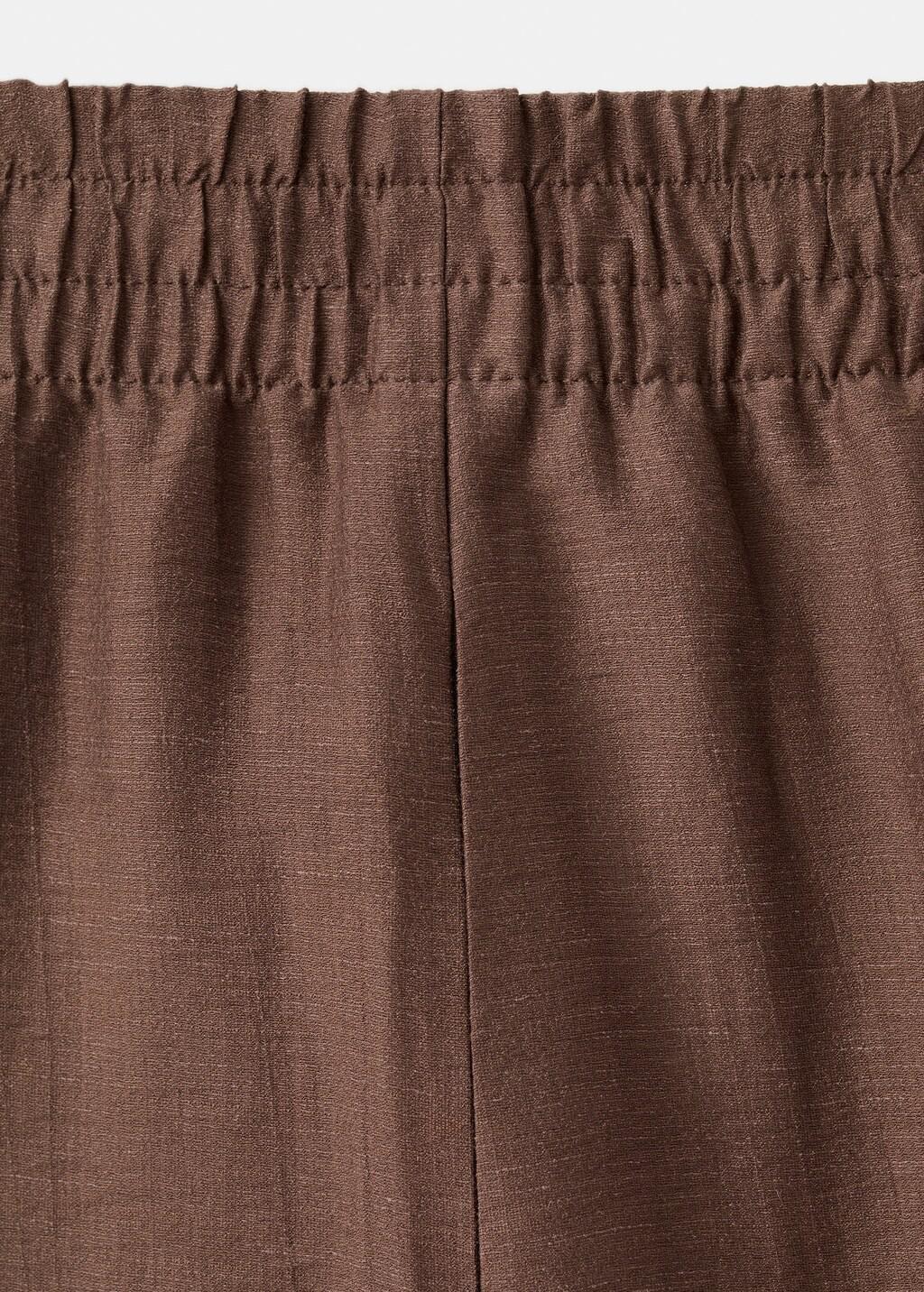 Brown Linen Palazzo Trousers, Brown, large image number 1