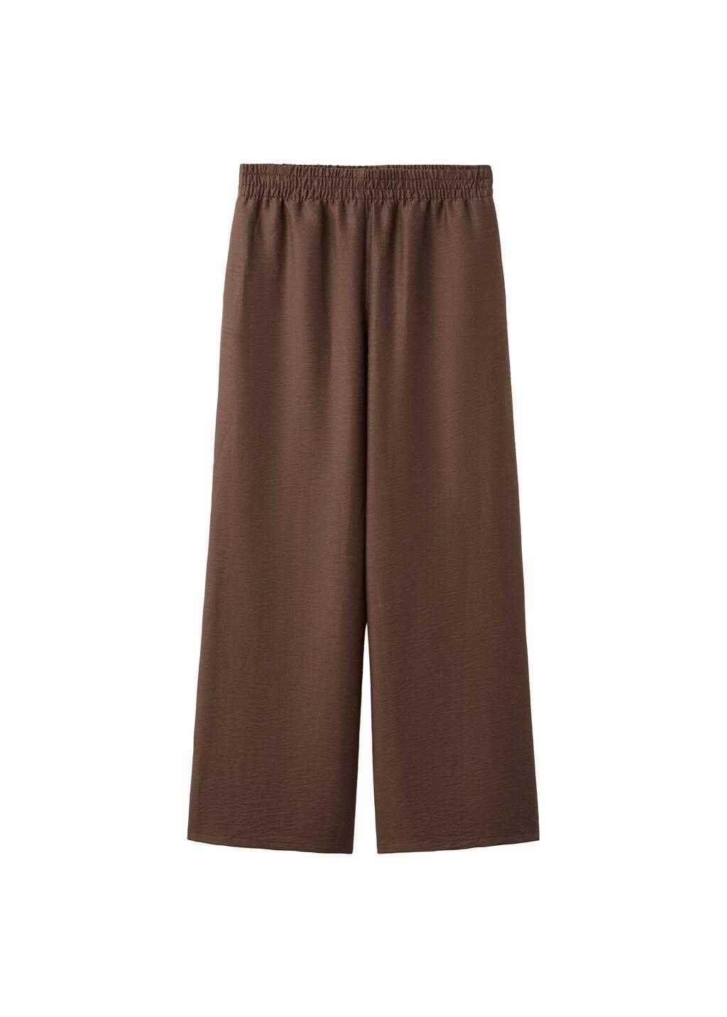 Brown Linen Palazzo Trousers, Brown, large image number 5