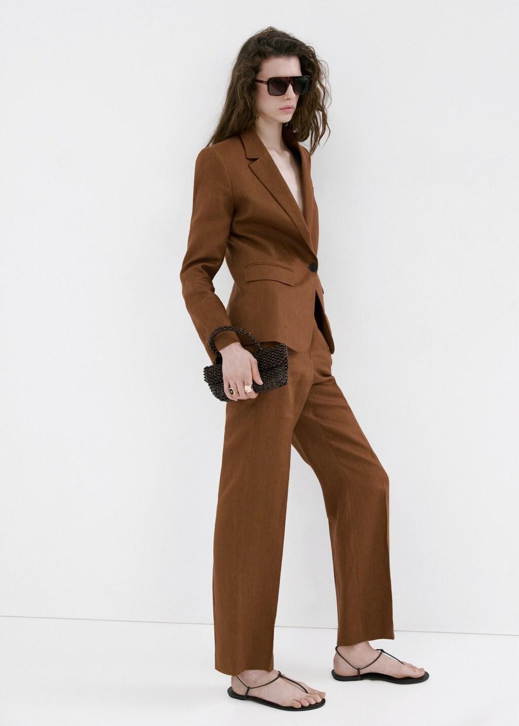 Brown Linen Suit Trousers, 0201_30, large image number 0
