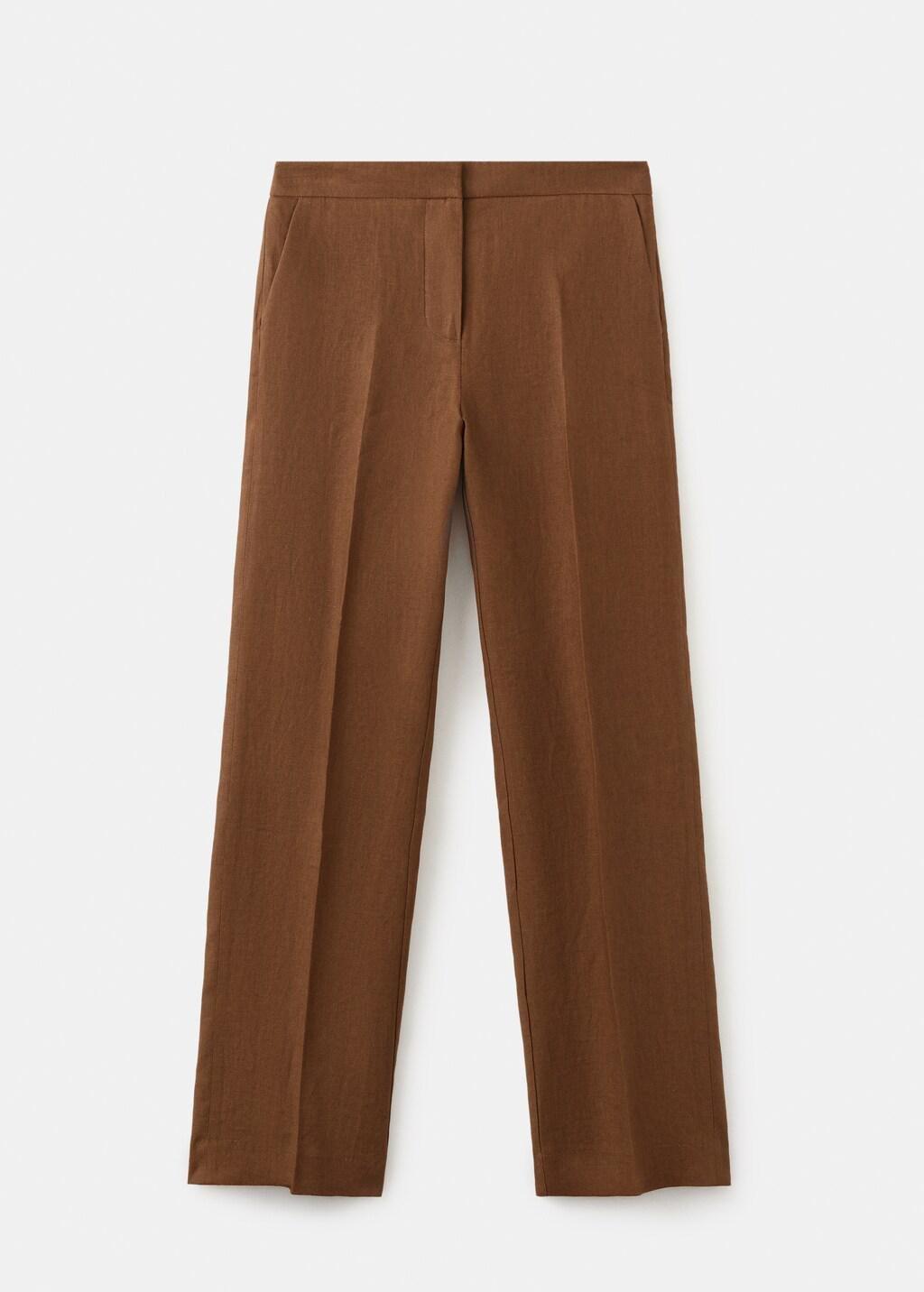 Brown Linen Suit Trousers, 0201_30, large image number 8