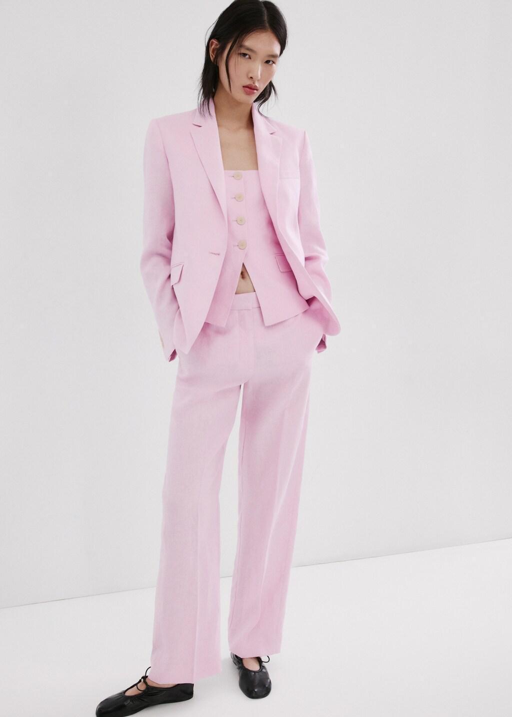 Pink Linen Suit Trousers, 0201_85, large image number 0
