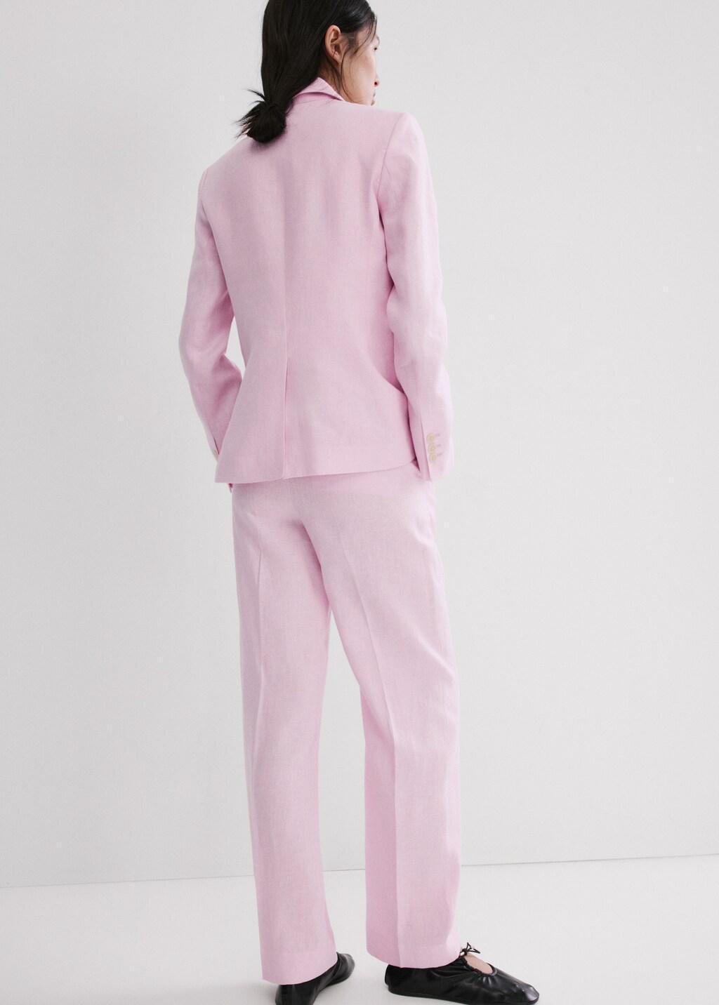 Pink Linen Suit Trousers, 0201_85, large image number 2