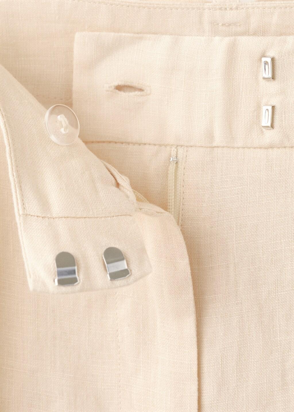 Beige Contrast Stripe Linen Trousers, Light Beige, large image number 1