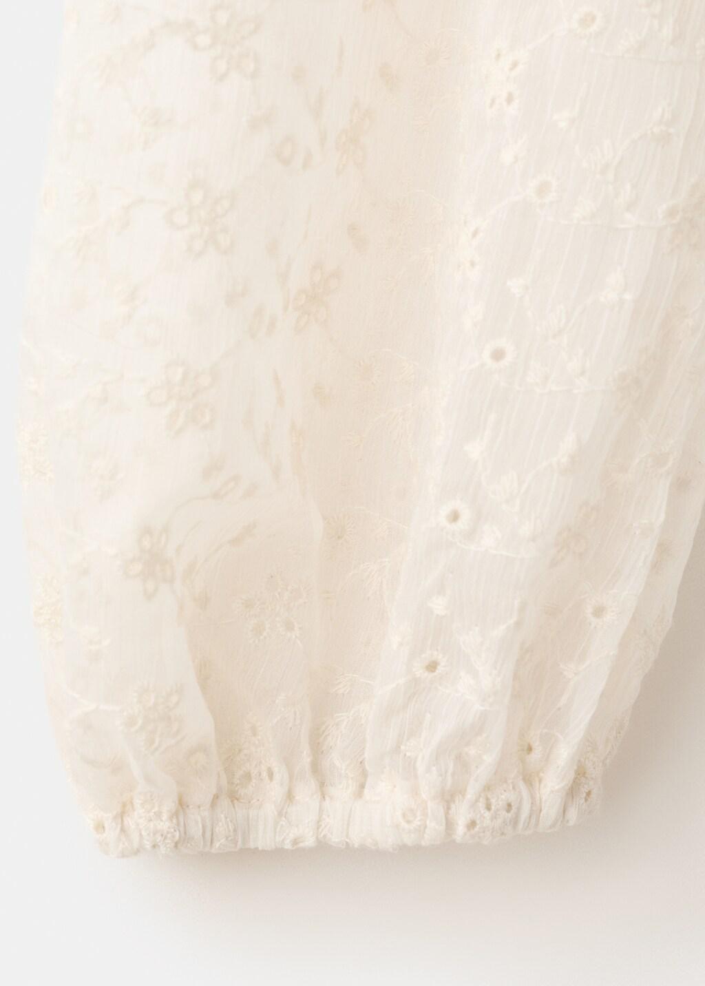 Beige Ruffled Embroidered Blouse, Light Beige, large image number 5