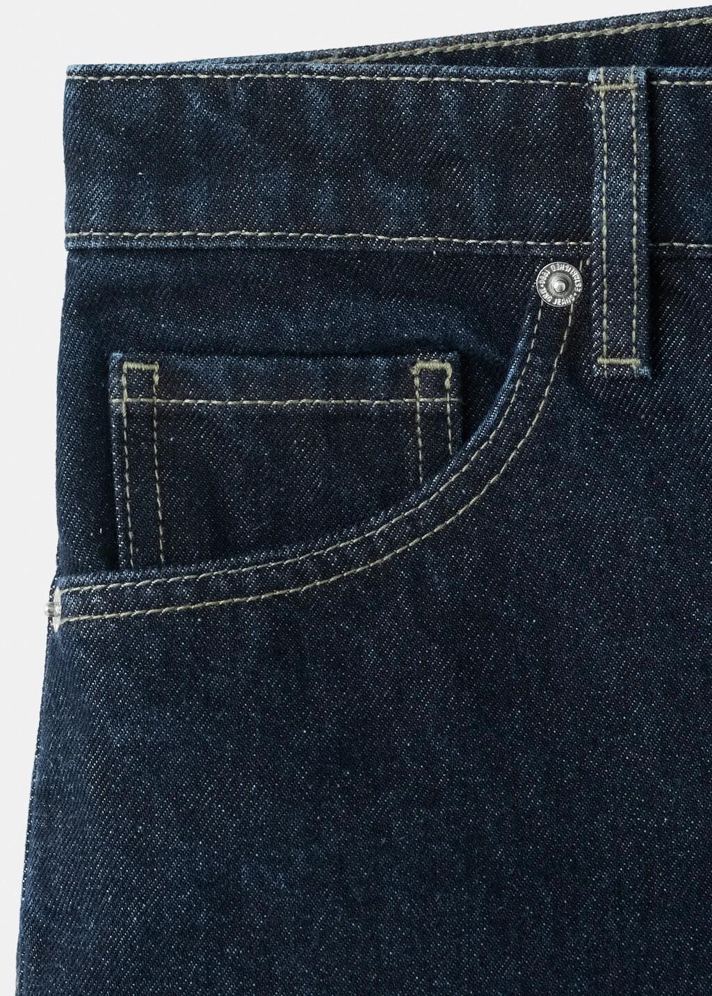 Blue Straight Mid-Rise Denim Shorts, Open Blue, large image number 1