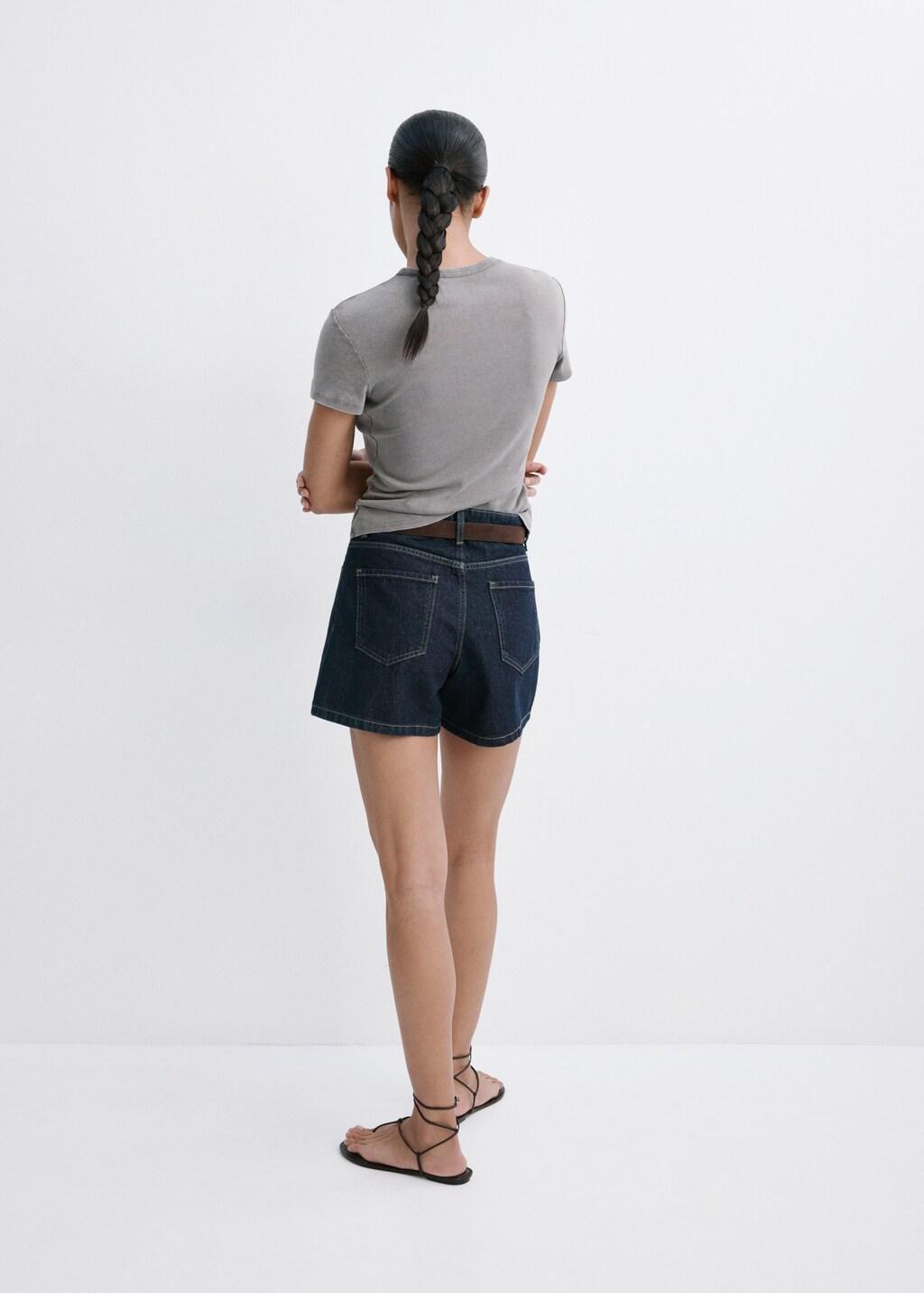 Blue Straight Mid-Rise Denim Shorts, Open Blue, medium