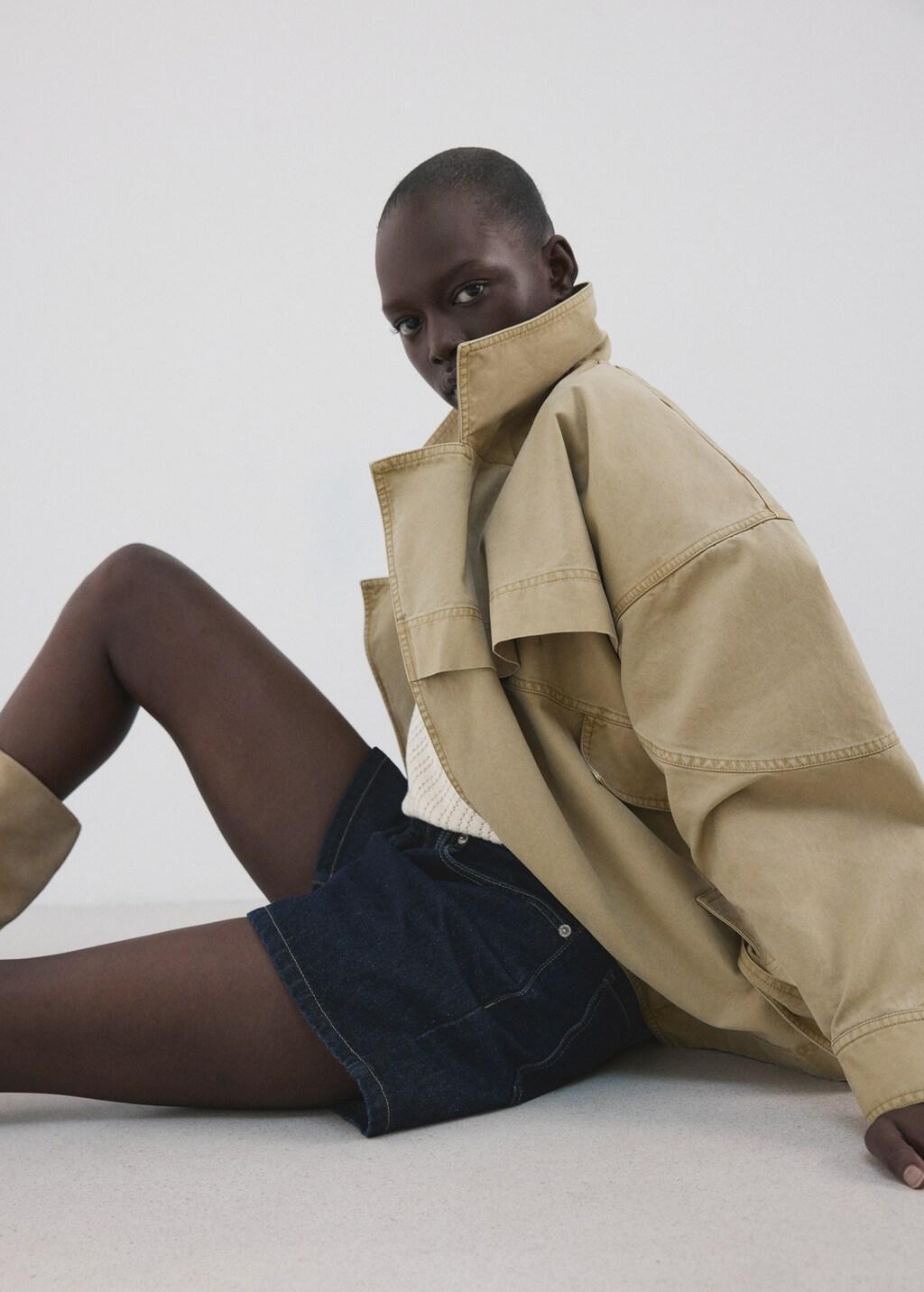 Blue Straight Mid-Rise Denim Shorts, Open Blue, large image number 4