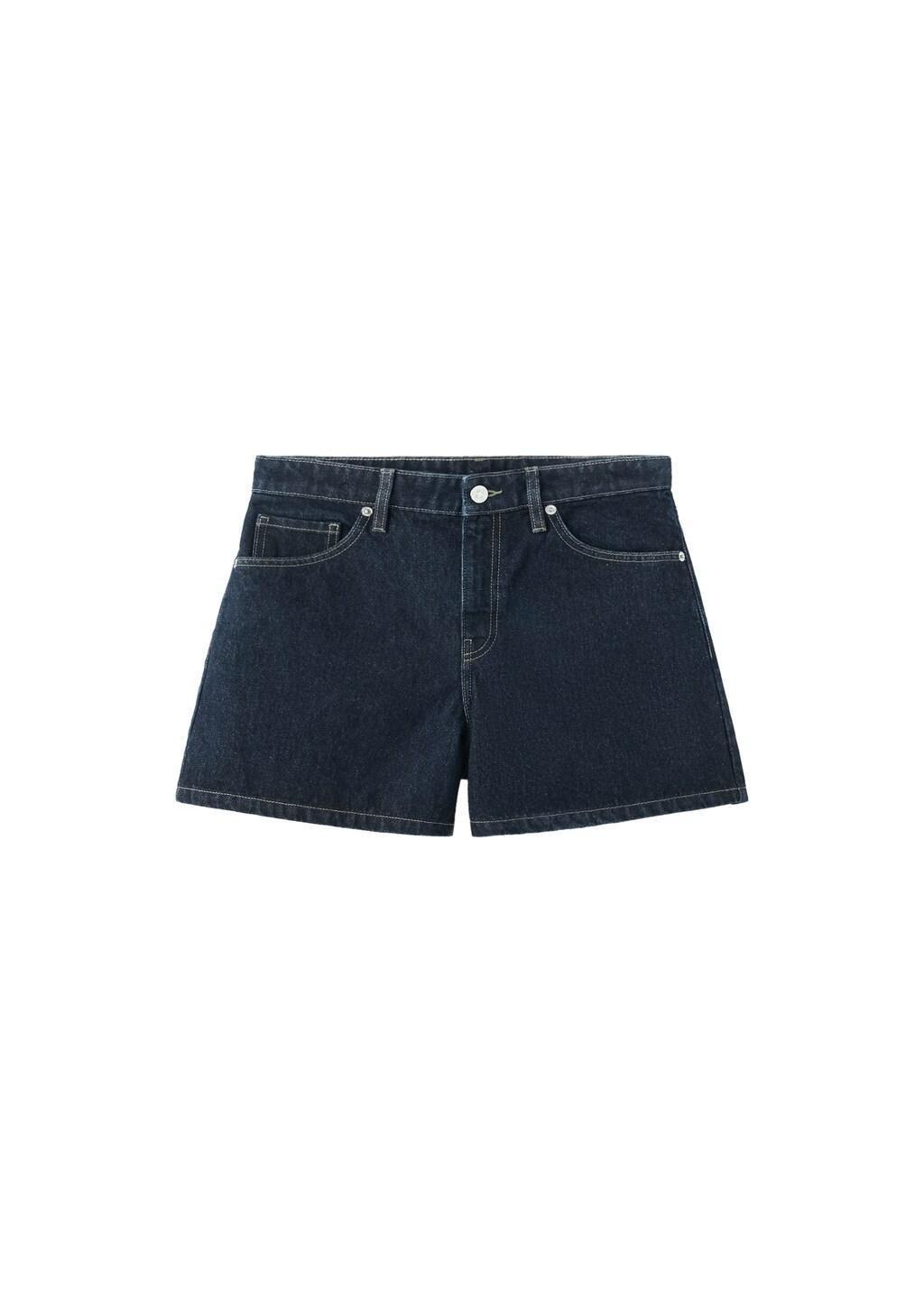 Blue Straight Mid-Rise Denim Shorts, Open Blue, large image number 7