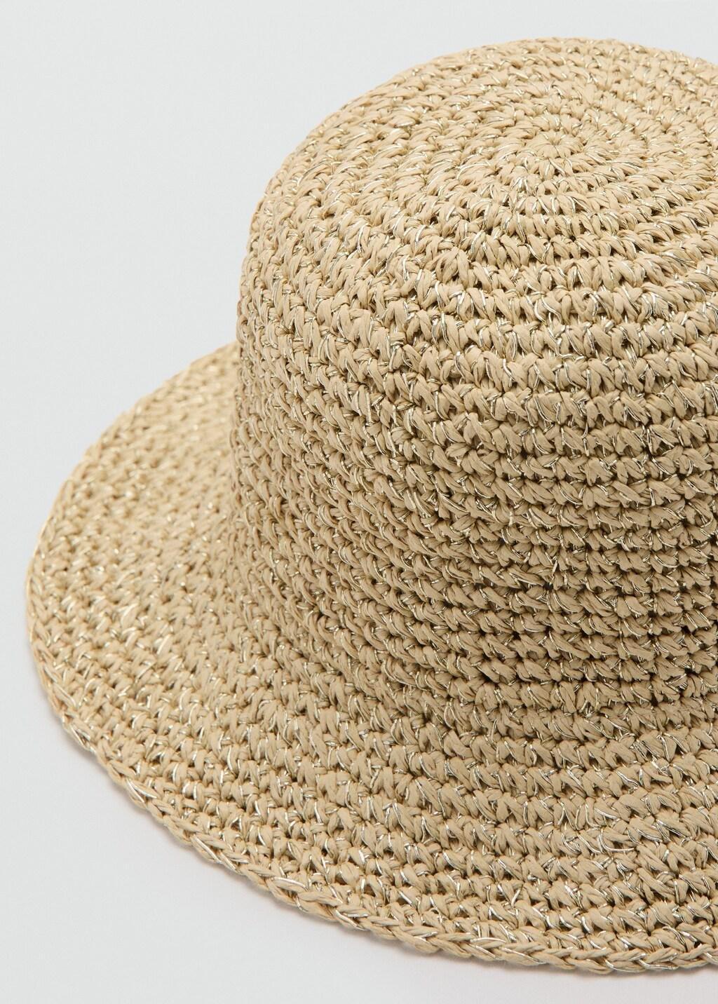 Beige Lurex Natural Fibre Bucket Hat, 0201_08, large image number 0