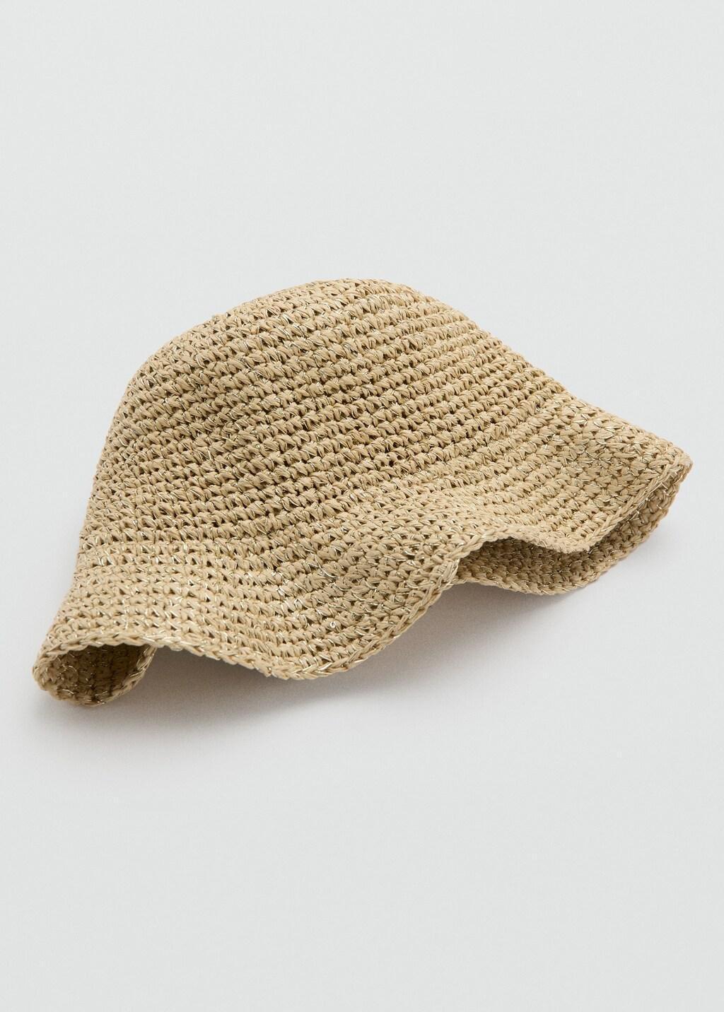 Beige Lurex Natural Fibre Bucket Hat, 0201_08, large image number 1