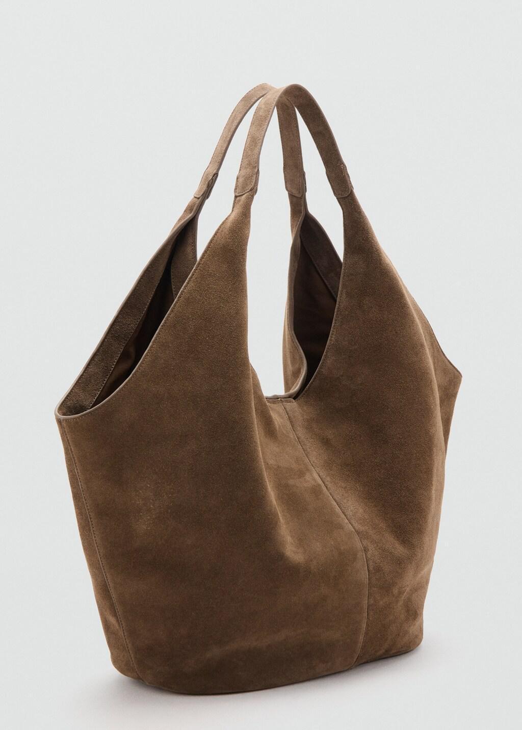Brown Suede Shoulder Bag, Brown, large image number 1