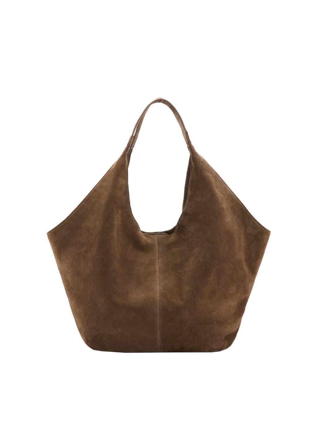Brown Suede Shoulder Bag, Brown, large image number 3