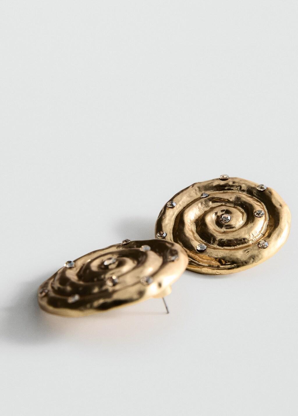 Gold Spiral Crystal Earring, Gold, large image number 1