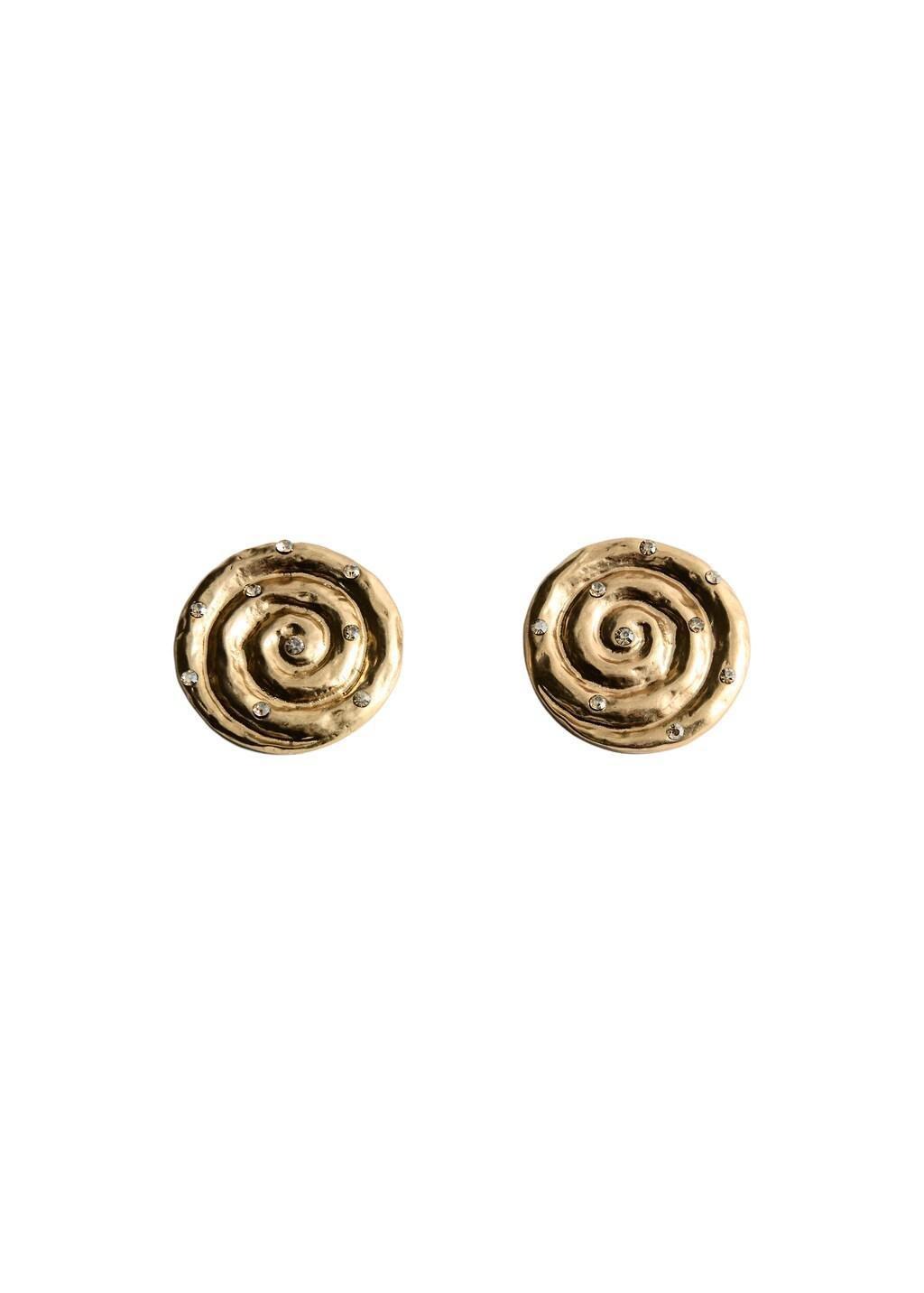 Gold Spiral Crystal Earring, Gold, large image number 2