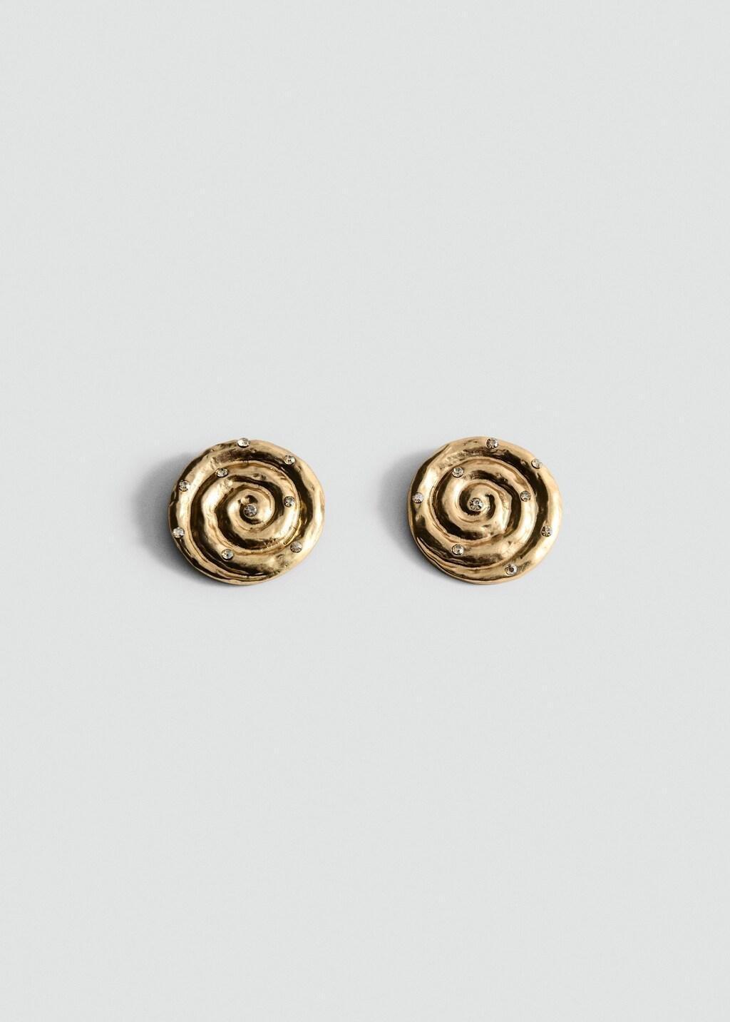 Gold Spiral Crystal Earring, Gold, large image number 3