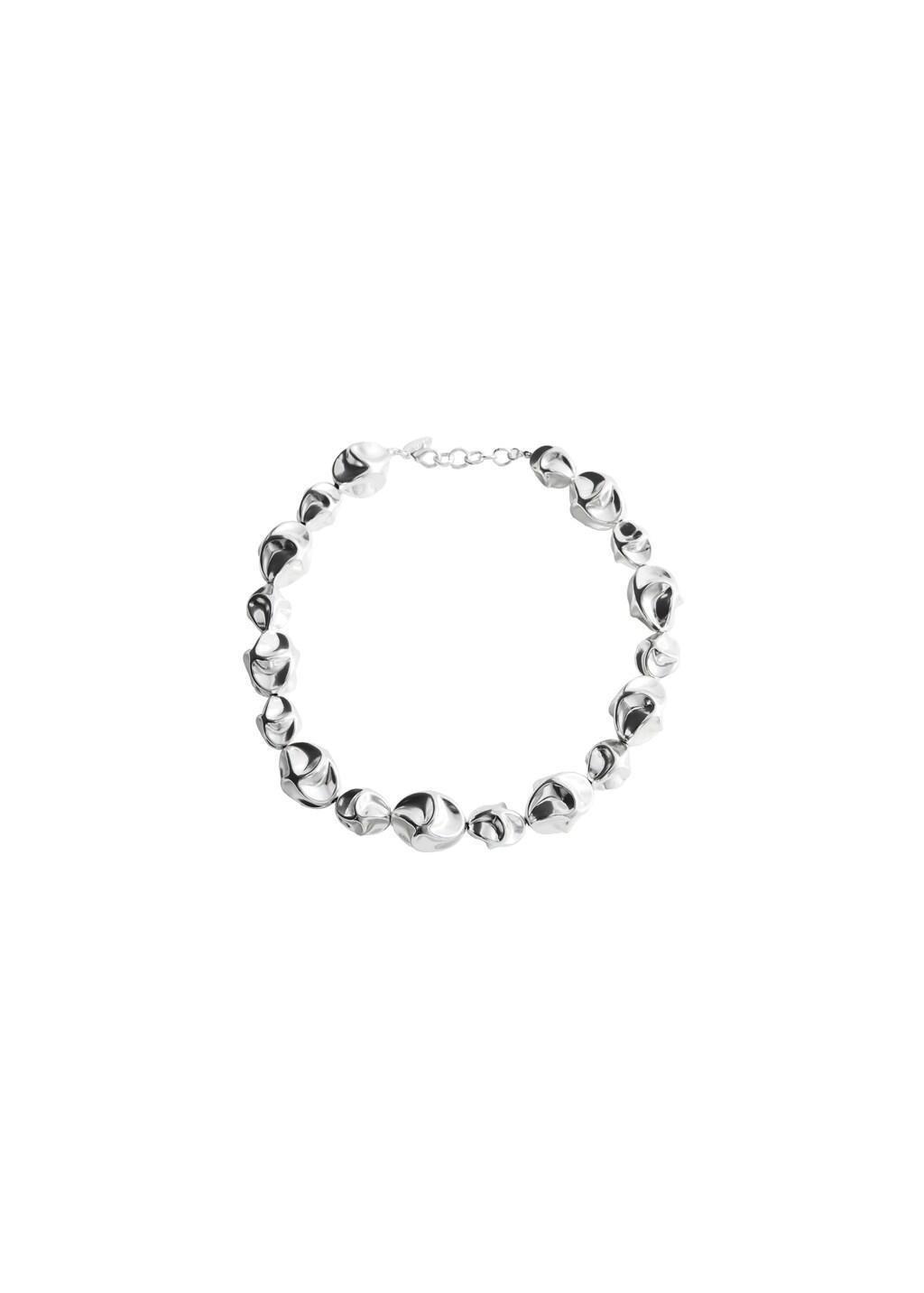 Silver Necklace With Irregular Metallic Pieces, 0201_PL, large image number 3