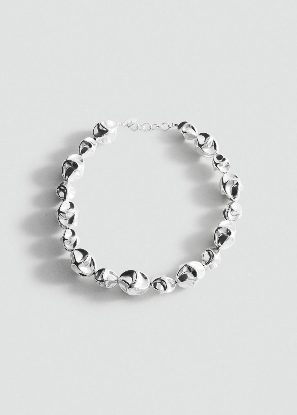 Silver Necklace With Irregular Metallic Pieces, 0201_PL, large image number 4