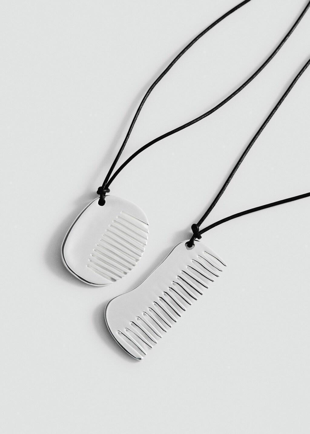 Silver Combined Comb Necklace, 0201_PL, large image number 1