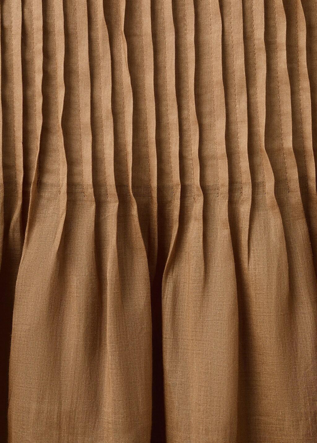 Beige 100% Ramie Dress With Pleated Body, Light Beige, large image number 1