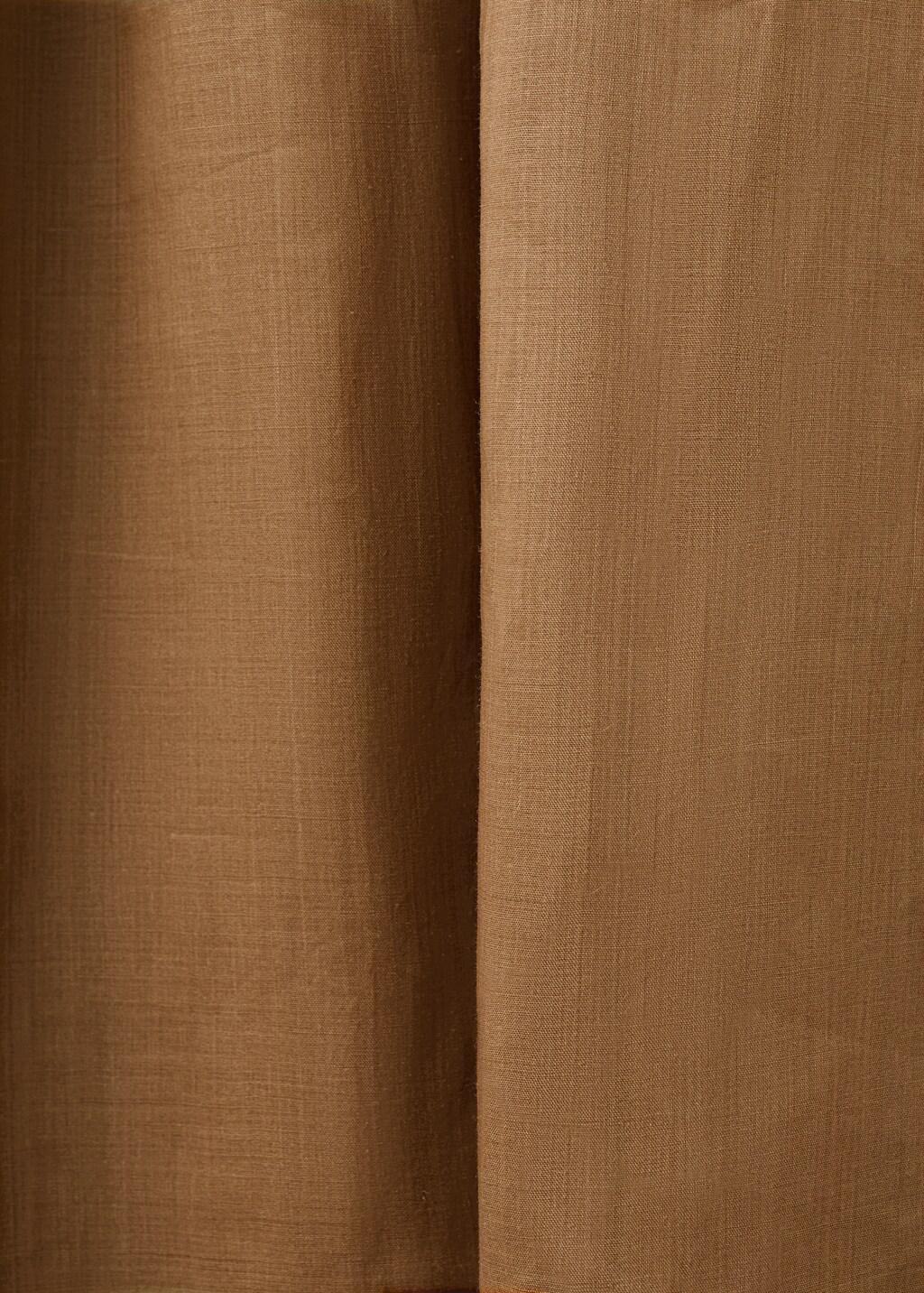 Beige 100% Ramie Dress With Pleated Body, Light Beige, large image number 5