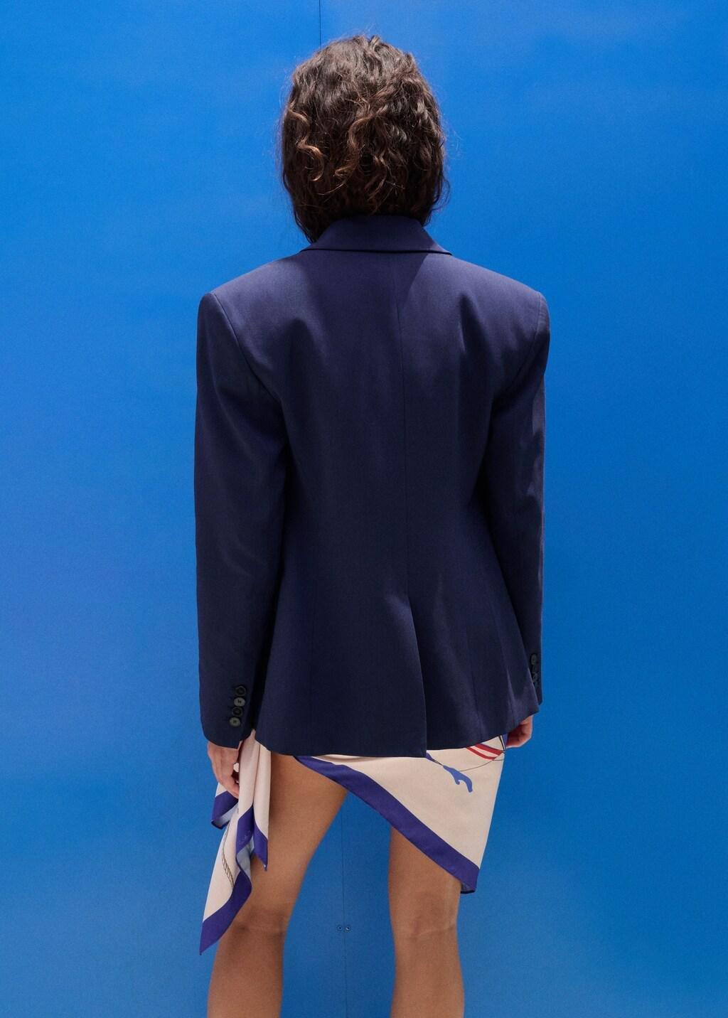 Blue Double-Breasted Suit Jacket, Medium Blue, medium